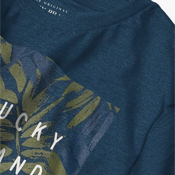 O Lucky Brand Blue Green Tropical Leaf Print Graphic Short Sleeve T-Shirt NWT 6 - Picture 5 of 7